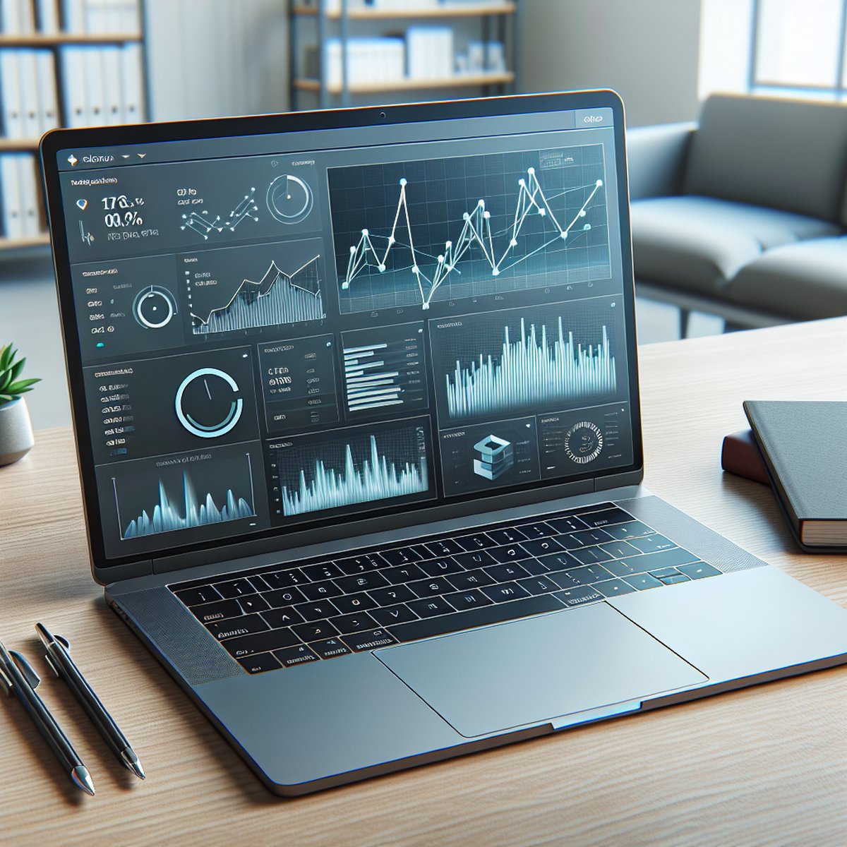 Laptop Dashboard Financial Analytics Graphs