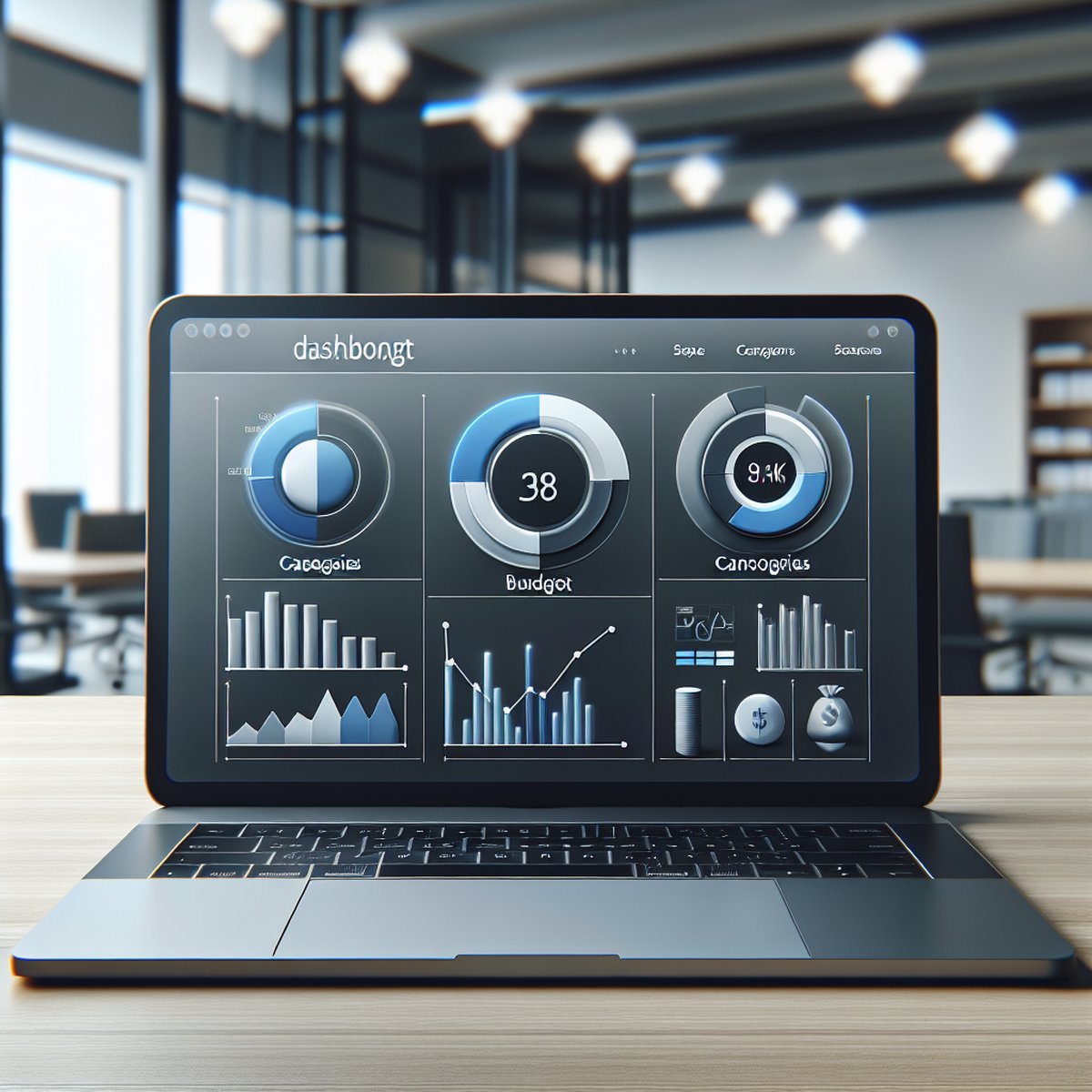 Laptop Financial Dashboard Budget Categories