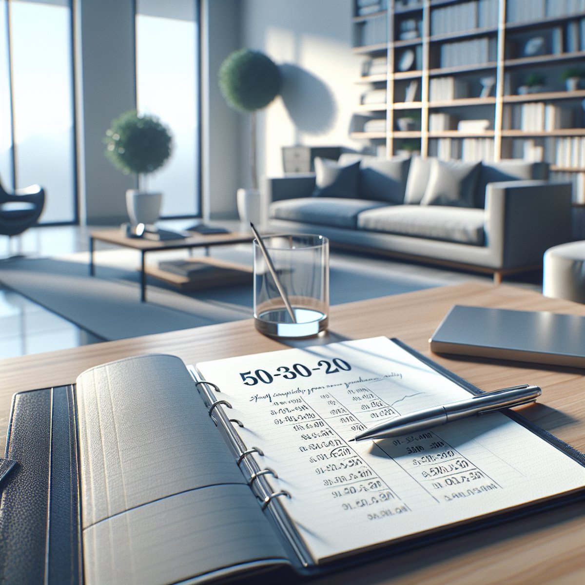 Notebook Budget 50 30 20 Rule Pen Financial Planning