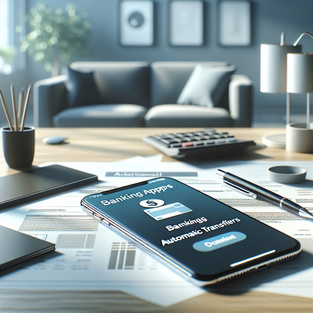 Smartphone Banking App Automatic Transfers Coffee Table