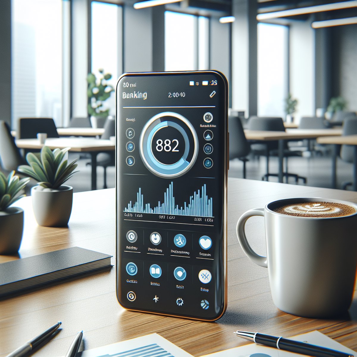 Smartphone Banking App Financial Dashboard Coffee Table