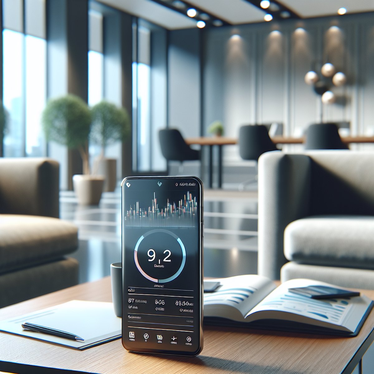 Smartphone Banking App Financial Dashboard Coffee Table