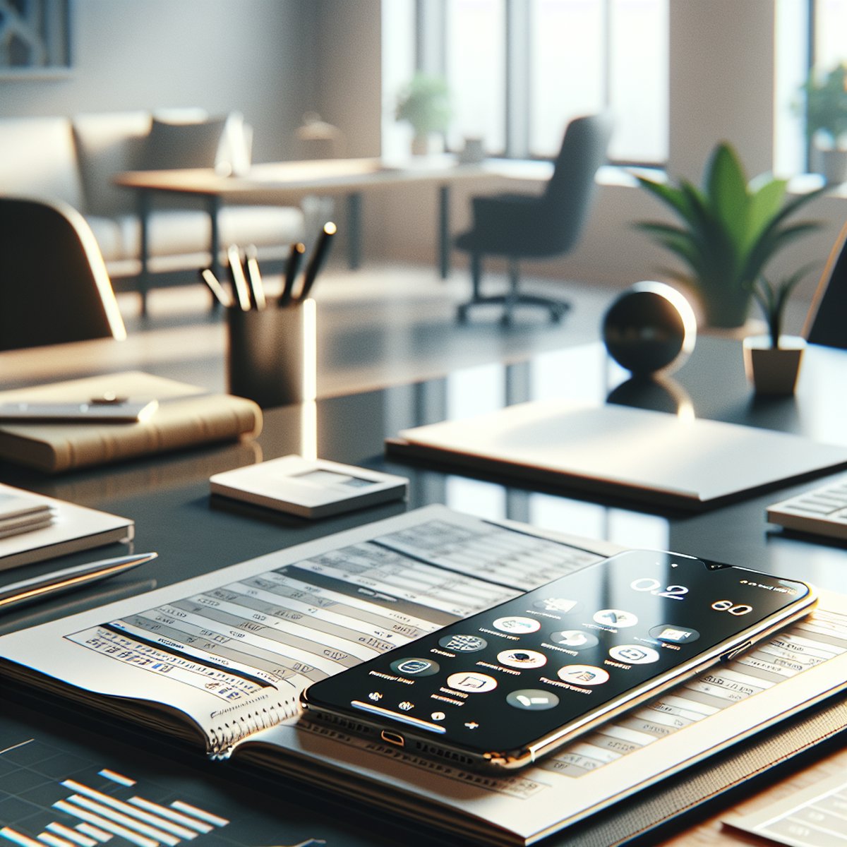 Smartphone Financial Apps Coffee Table Daily Budget