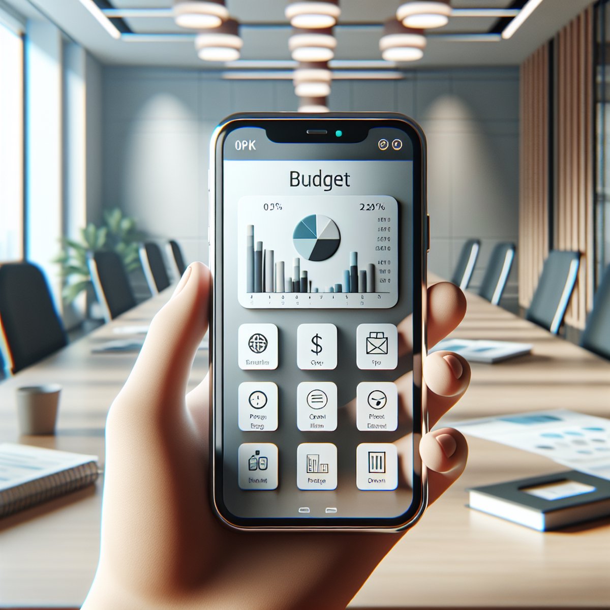 Smartphone Financial App Open Budget Charts