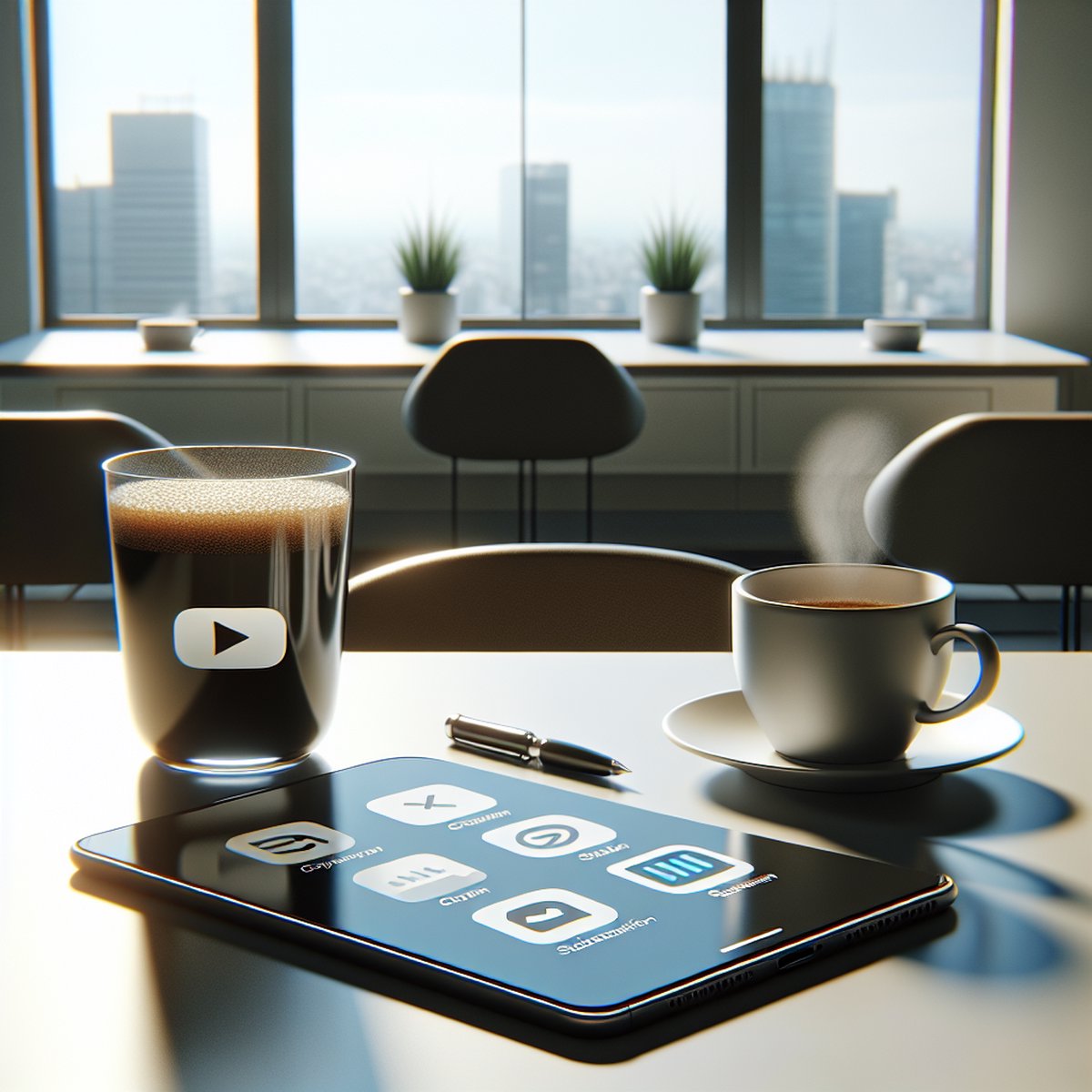 Smartphone Subscription Apps Coffee Cup Table